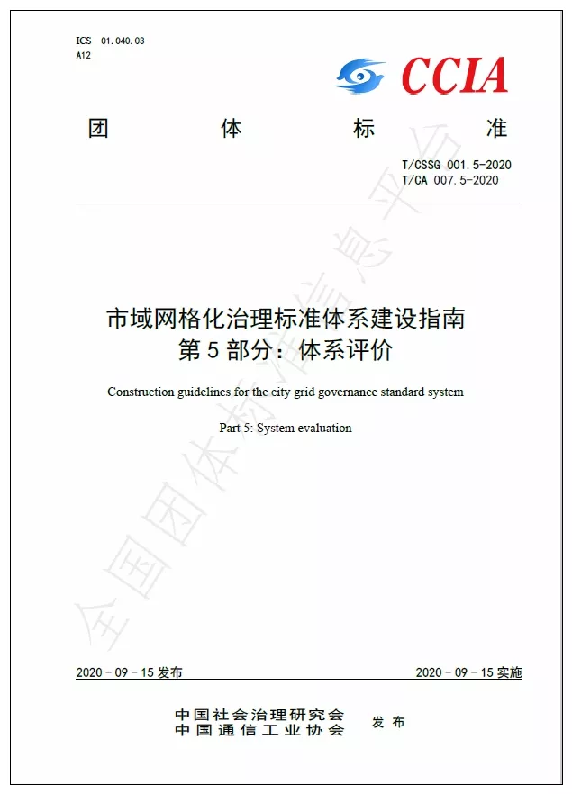 市域网格化治理标准体系建设指南   第5部分：体系评价